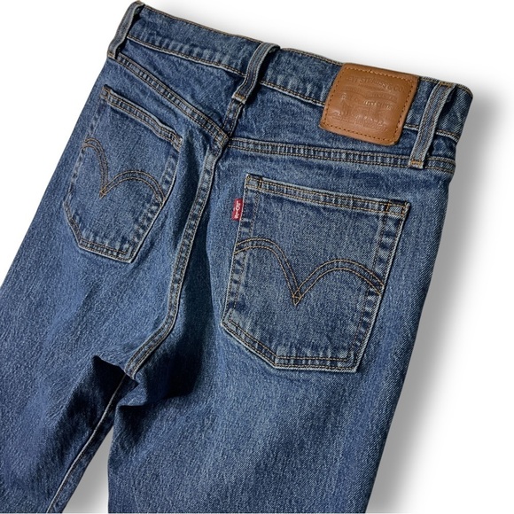 Levi's Wedgie Straight Jeans Sz 28 High Rise Button Fly Blue Womens Crop - Picture 8 of 11